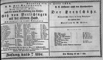 Theaterzettel (Oper und Burgtheater in Wien) 18340615 Seite: 1
