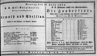 Theaterzettel (Oper und Burgtheater in Wien) 18340616 Seite: 1