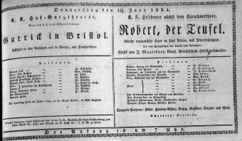 Theaterzettel (Oper und Burgtheater in Wien) 18340619 Seite: 1