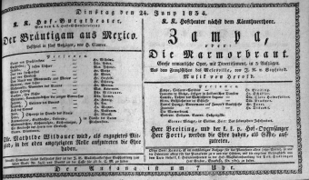 Theaterzettel (Oper und Burgtheater in Wien) 18340624 Seite: 1