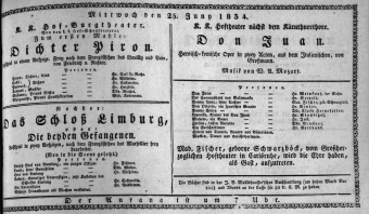 Theaterzettel (Oper und Burgtheater in Wien) 18340625 Seite: 1