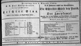 Theaterzettel (Oper und Burgtheater in Wien) 18340801 Seite: 1
