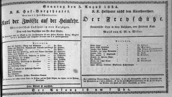 Theaterzettel (Oper und Burgtheater in Wien) 18340803 Seite: 1