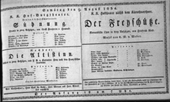 Theaterzettel (Oper und Burgtheater in Wien) 18340809 Seite: 1