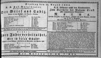 Theaterzettel (Oper und Burgtheater in Wien) 18340812 Seite: 1
