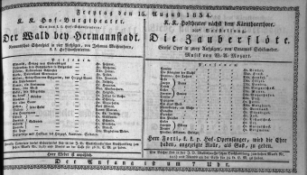 Theaterzettel (Oper und Burgtheater in Wien) 18340815 Seite: 1