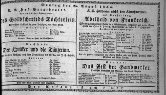 Theaterzettel (Oper und Burgtheater in Wien) 18340825 Seite: 1