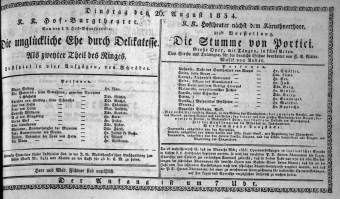 Theaterzettel (Oper und Burgtheater in Wien) 18340826 Seite: 1
