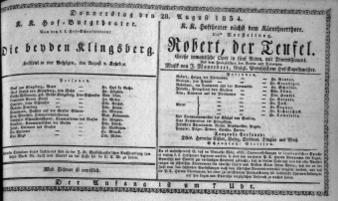 Theaterzettel (Oper und Burgtheater in Wien) 18340828 Seite: 1