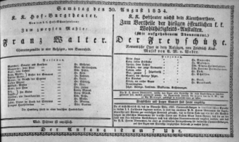 Theaterzettel (Oper und Burgtheater in Wien) 18340830 Seite: 1