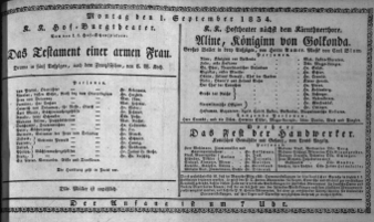 Theaterzettel (Oper und Burgtheater in Wien) 18340901 Seite: 1
