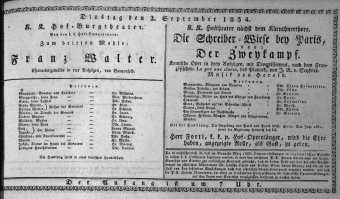 Theaterzettel (Oper und Burgtheater in Wien) 18340902 Seite: 1