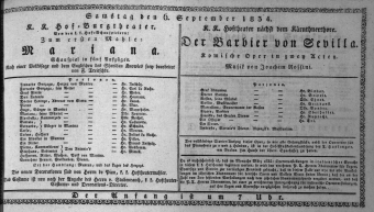 Theaterzettel (Oper und Burgtheater in Wien) 18340906 Seite: 1