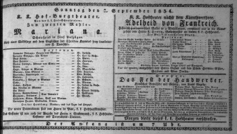 Theaterzettel (Oper und Burgtheater in Wien) 18340907 Seite: 1