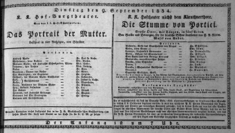 Theaterzettel (Oper und Burgtheater in Wien) 18340909 Seite: 1
