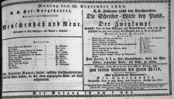 Theaterzettel (Oper und Burgtheater in Wien) 18340922 Seite: 1