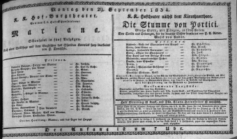Theaterzettel (Oper und Burgtheater in Wien) 18340929 Seite: 1