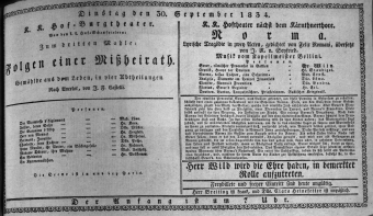 Theaterzettel (Oper und Burgtheater in Wien) 18340930 Seite: 1