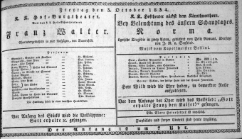 Theaterzettel (Oper und Burgtheater in Wien) 18341003 Seite: 1
