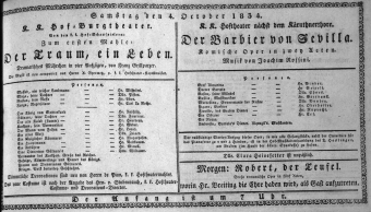 Theaterzettel (Oper und Burgtheater in Wien) 18341004 Seite: 1