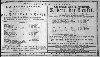 Theaterzettel (Oper und Burgtheater in Wien) 18341005 Seite: 1