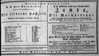 Theaterzettel (Oper und Burgtheater in Wien) 18341006 Seite: 1