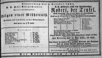Theaterzettel (Oper und Burgtheater in Wien) 18341009 Seite: 1