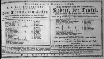 Theaterzettel (Oper und Burgtheater in Wien) 18341012 Seite: 1