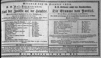 Theaterzettel (Oper und Burgtheater in Wien) 18341015 Seite: 1