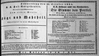 Theaterzettel (Oper und Burgtheater in Wien) 18341023 Seite: 1