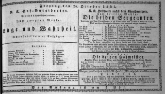 Theaterzettel (Oper und Burgtheater in Wien) 18341024 Seite: 1