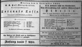Theaterzettel (Oper und Burgtheater in Wien) 18341103 Seite: 1