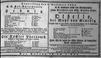 Theaterzettel (Oper und Burgtheater in Wien) 18341106 Seite: 1