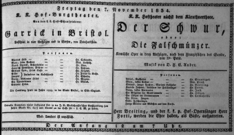 Theaterzettel (Oper und Burgtheater in Wien) 18341107 Seite: 1