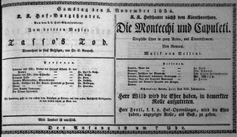 Theaterzettel (Oper und Burgtheater in Wien) 18341108 Seite: 1