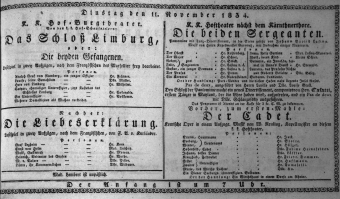 Theaterzettel (Oper und Burgtheater in Wien) 18341111 Seite: 1