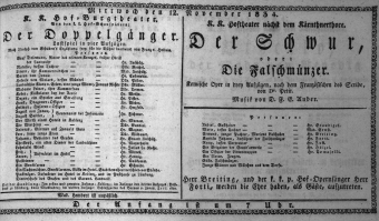 Theaterzettel (Oper und Burgtheater in Wien) 18341112 Seite: 1