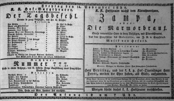 Theaterzettel (Oper und Burgtheater in Wien) 18341114 Seite: 1