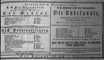 Theaterzettel (Oper und Burgtheater in Wien) 18341121 Seite: 1