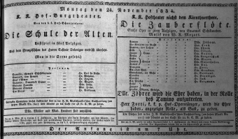 Theaterzettel (Oper und Burgtheater in Wien) 18341124 Seite: 1