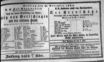 Theaterzettel (Oper und Burgtheater in Wien) 18341125 Seite: 1