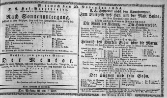 Theaterzettel (Oper und Burgtheater in Wien) 18341126 Seite: 1