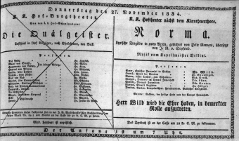 Theaterzettel (Oper und Burgtheater in Wien) 18341127 Seite: 1