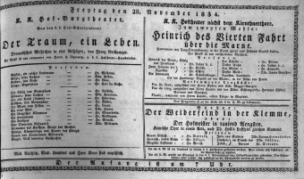 Theaterzettel (Oper und Burgtheater in Wien) 18341128 Seite: 1