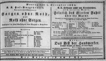 Theaterzettel (Oper und Burgtheater in Wien) 18341201 Seite: 1