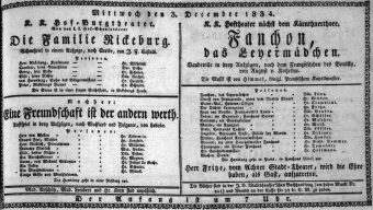 Theaterzettel (Oper und Burgtheater in Wien) 18341203 Seite: 1