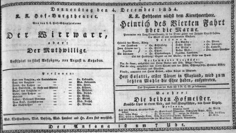 Theaterzettel (Oper und Burgtheater in Wien) 18341204 Seite: 1