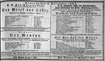 Theaterzettel (Oper und Burgtheater in Wien) 18341206 Seite: 1
