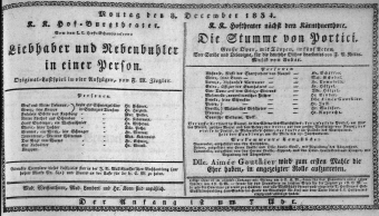 Theaterzettel (Oper und Burgtheater in Wien) 18341208 Seite: 1
