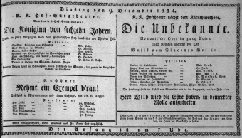 Theaterzettel (Oper und Burgtheater in Wien) 18341209 Seite: 1